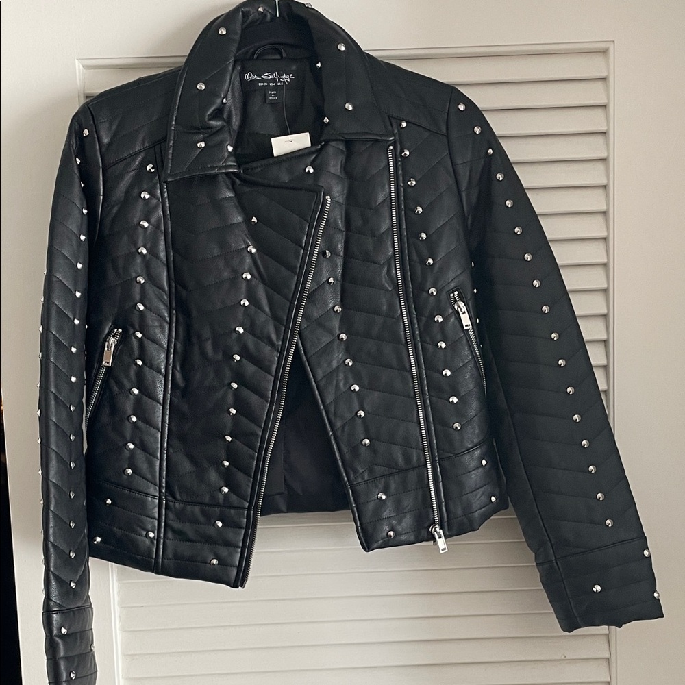 NWT Faux Leather moto studded jacket size 4